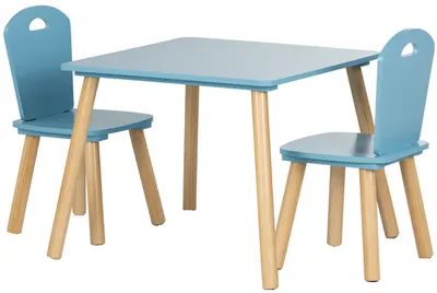 Set pentru copii Chipolino - Masă cu două scaune, MDF, albastru