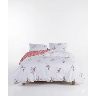 Lenjerie de pat albă-roz din bumbac ranforcé pentru pat dublu, extinsă 240x220 cm Breeze Floral – Mila Home Luxury