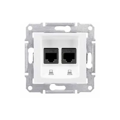 Priza de date fara suruburi 2*RJ45, cat.5e, UTP, SEDNA SCHNEIDER, alb
