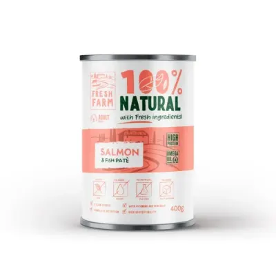 Conserva pentru caini Fresh Farm Smooth Pate cu somon 400 gr