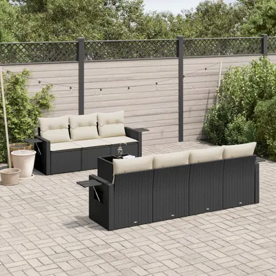 Gossi set mobilier de gradina cu perne, 8 piese, negru, poliratan