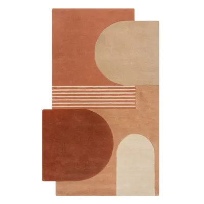 Covor teracotă țesut manual din lână 150x240 cm Lozenge Terracotta – Flair Rugs
