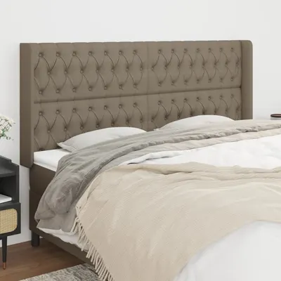 vidaXL Tăblie de pat cu aripioare gri taupe 183x16x118/128 cm textil