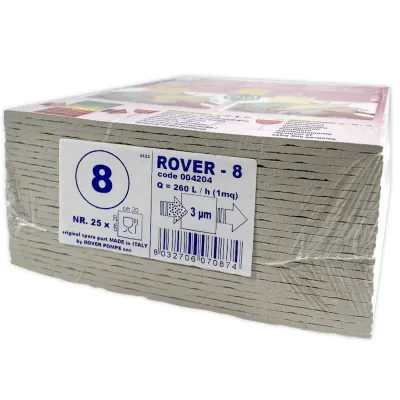Set 25 placi filtrante Rover 8 20x20, dimensiune standard, filtrare vin medie (vin cu fum) - Default Title