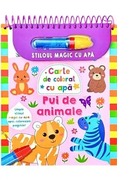 Stiloul magic cu apa. Carte de colorat cu apa: Pui de animale