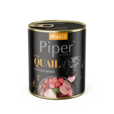 Hrana umeda pentru caini PIPER DOG, prepelita si merisoare, 800g
