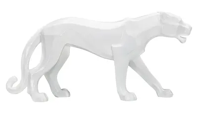 Mauro Ferretti Statuie In Forma De Pantera, Alba cm 70X18X32,5 | Aosom Romania