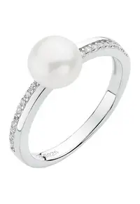 Inel argint cu perla naturala si zirconia pavé - Prestige