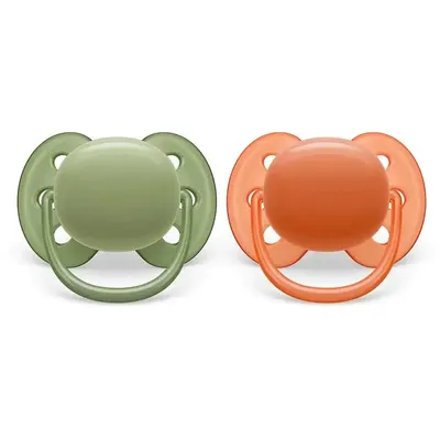 Set 2 suzete silicon Avent Ultra Air 18 luni + Verde si Portocaliu