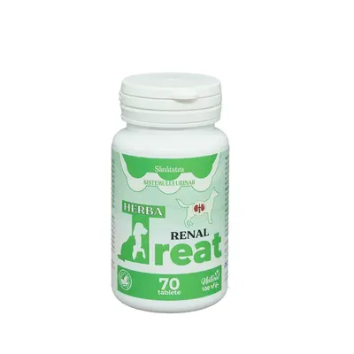 Herba-Treat tablete, supliment pentru caini si pisici cu afectiuni renale, cutie 70tb