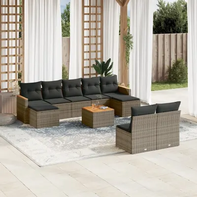 Gossi set mobilier de gradina cu perne, 10 piese, gri, poliratan