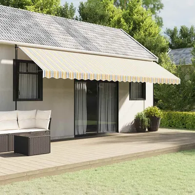 vidaXL Pânză de rezervă copertină, portocaliu și albastru, 580x295 cm, poliester