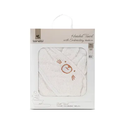Prosop de baie cu gluga si broderie 90 x 90 cm din bumbac 0 luni+ White