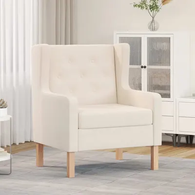 vidaXL Fotoliu, alb crem, material textil