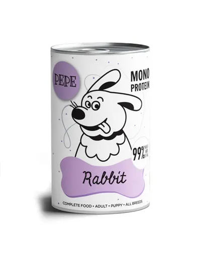 PAKA ZWIERZAKA PEPE Rabbit hrana monoproteica 400g pentru caini, cu iepure