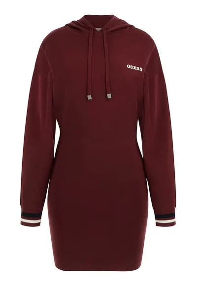 Rochie din amestec de lana cu gluga - pentru fitness - Visiniu