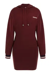Rochie din amestec de lana cu gluga - pentru fitness - Visiniu