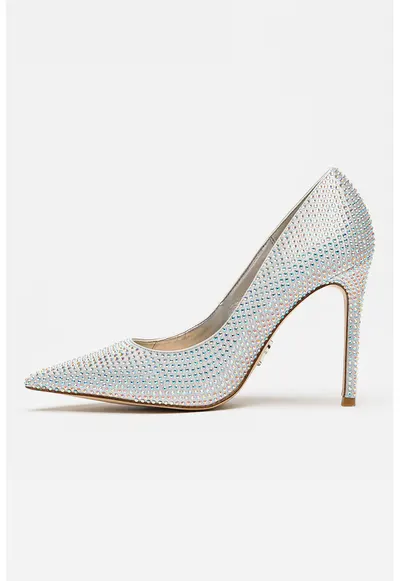 Pantofi stiletto decorati cu strasuri Thrive - Gri deschis/Argintiu