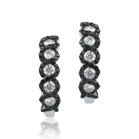 Cercei din aur alb cu diamante transparente de 0.54ct si diamante negre de 0.47ct