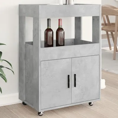 vidaXL Cărucior de bar, gri beton, 60x39,5x89 cm, lemn prelucrat