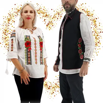 Set Cuplu 624 Vesta cu Broderie si Ie traditionala cu broderie