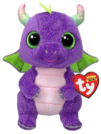 Jucărie de pluș TY Toys Beanie Boos - Dinozaur Daphne, violet, 15 cm