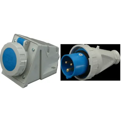 Pachet Complet: Priza Industriala Aparenta IP67 16A 400V 5 Poli + Fisa Industriala pe Cablu IP67 16A 400V 5 Poli - Conexiuni Trifazate Sigure si Durabile