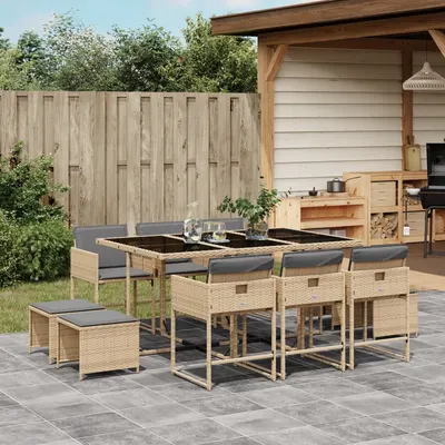 Gossi set mobilier gradina cu perne, 11 piese bej combinat poliratan