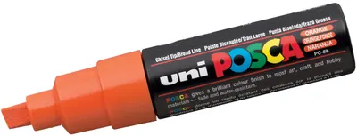 Marker permanent cu un varf tesit Uni Posca - PC-8K, 8 mm, portocaliu