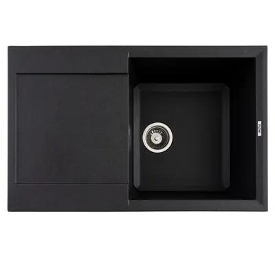 FCB-7849HG/1T, Chiuveta de bucatarie din granit cu o cuva si scurgator, seria HORIZON, Graphite, 780x495x230 mm, FLOW