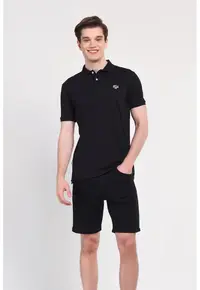 Tricou cu guler - LAKE - Nergu - Negru