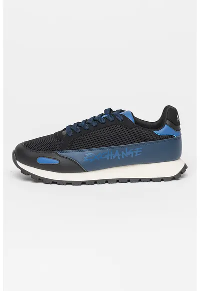 Pantofi sport cu model colorblock - Negru/Bleumarin