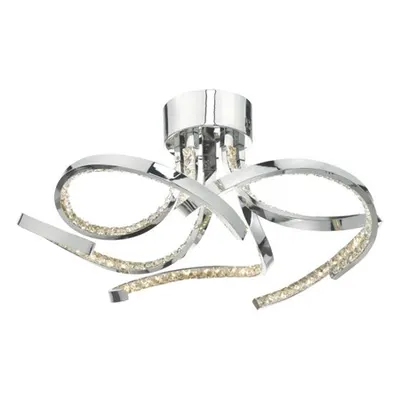Lampa tavan Zya 5lt Flush Polished Chrome & Crystal LED