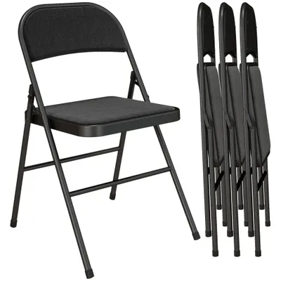 HOMCOM Lot de 4 scaune pliante scaune de masă portabile cadru din oțel 45 x 46 x 78 cm negru | Aosom Romania