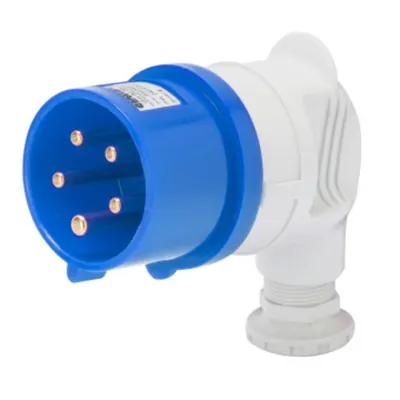 Stecher fisa industriala 90° - IP44 - 3P+N+E 32A 200-250V 50/60HZ - BLUE - 9H - Strangere cu surub