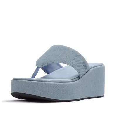 FITFLOP FitFlop Platfforms Denim Wedge Toe-Post Sandals LICHTE DENIM 39