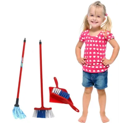 Set de curatenie de jucarie, mop, faras, matura si perie, Vileda