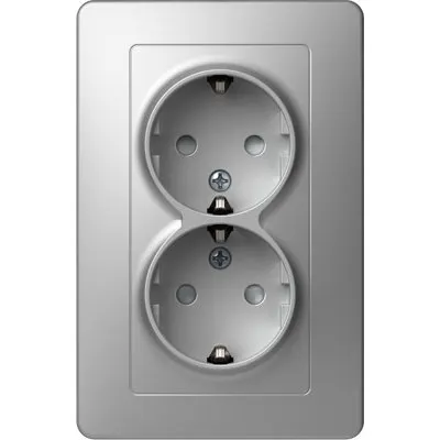 Ekonomik Priza SCHUKO 2P 16A ST IP20 Argint, TEM Modul TEM-VE16ESKS-B