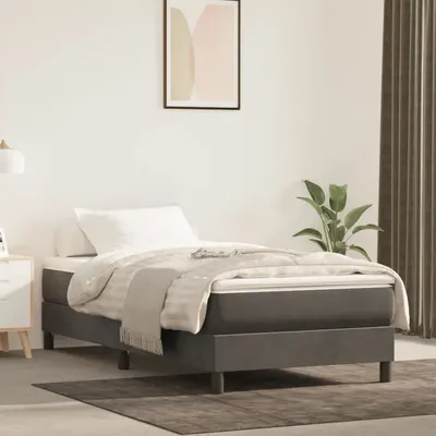 vidaXL Cadru de pat cu arcuri, gri închis, 100x200 cm, catifea