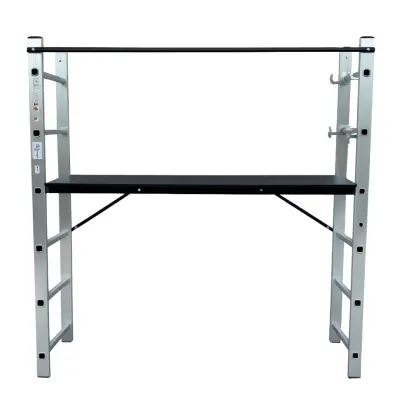 Scară Multifuncțională din aluminiu -schelă 2x7 trepte cu 2 suporți laterali de stabilizare