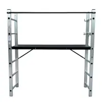 Scară Multifuncțională din aluminiu -schelă 2x7 trepte cu 2 suporți laterali de stabilizare