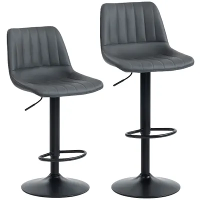 HOMCOM Set 2 taburete bar în design retro, cu suport pentru picioare, reglabil pe înălțime, 43 cm x49,5 cm x 111 cm | Aosom Romania