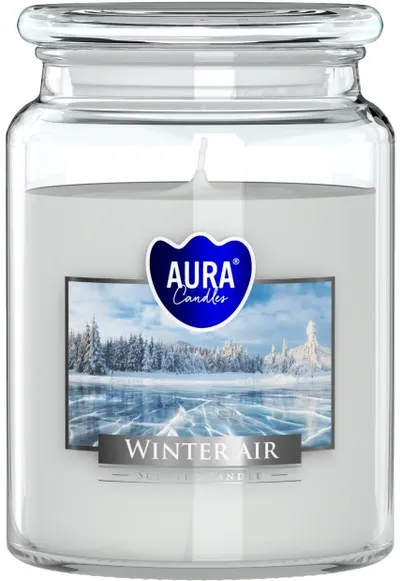 Lumânare parfumată într-un borcan Bispol Aura - Winter Air, 500 g