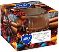 Lumânare parfumată într-o cană Bispol Aura - Christmas Spices, 80 g