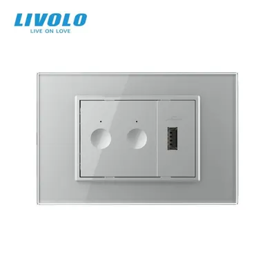 Intrerupator tactil dublu cap scara / cruce Zigbee + priza USB, 3M, rama sticla Gri