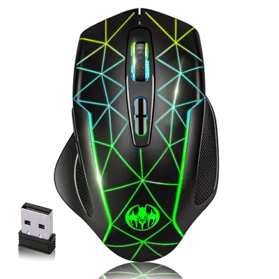 Mouse gaming Wireless cu Jiggler Timebox, 1600DPI, USB Reciver, RGB Led, Negru - Default Title