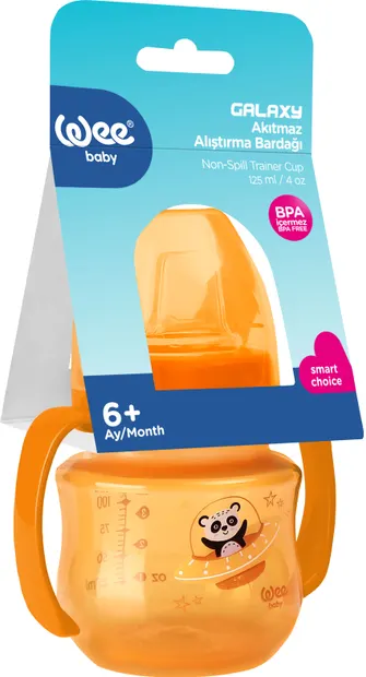Cană de tranziție cu mânere Wee Baby - Galaxy, PP, 125 ml, galben