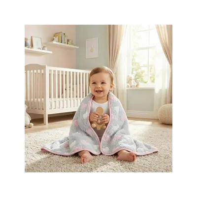 Paturica pufoasa pentru bebelusi New Baby 80x90 cm Grey Heart