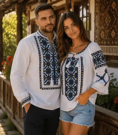 Set Traditional Cuplu 656 Camasi traditionale cu broderie