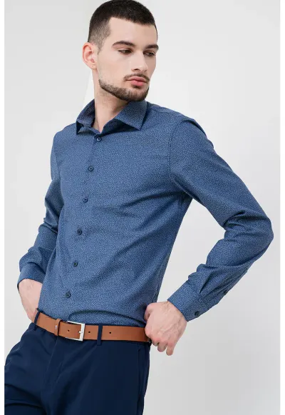 Camasa regular-fit cu model - Albastru lavanda
